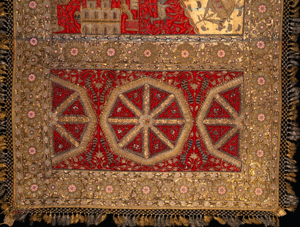 Detail of Throne Cover or Takhtposh, detail of a panel by Unknown