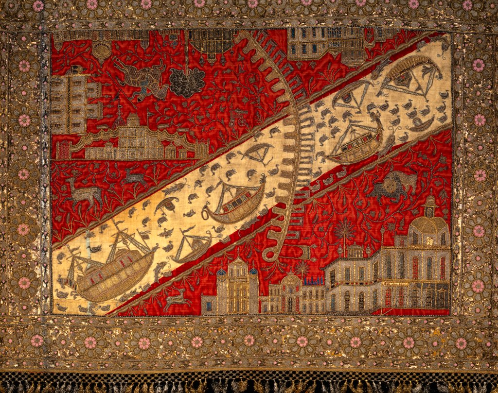Detail of Throne Cover or Takhtposh, detail of centre panel by Unknown