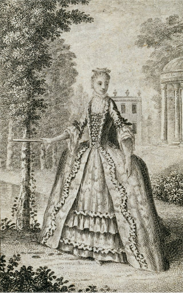 Detail of A lady in the dress of the year 1765. England, 1765 by Unknown