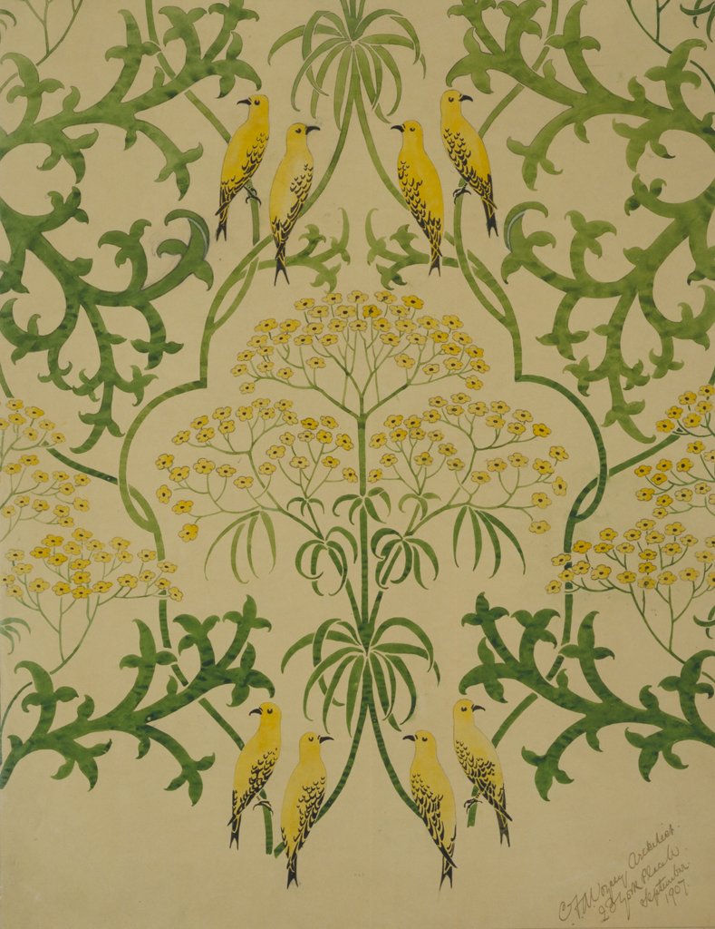 Detail of Fool's Parsley wallpaper by Charles Francis Annesley Voysey