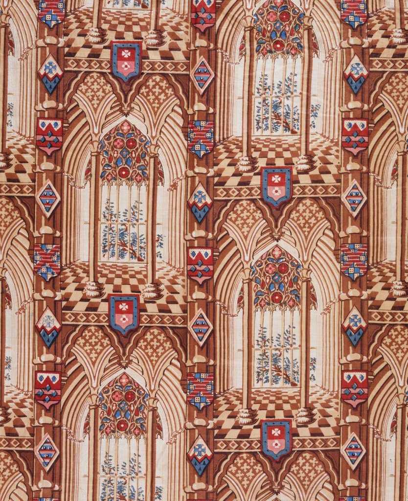 Detail of Furnishing Fabric with Gothic Windows. England, c. 1830-40 by Unknown