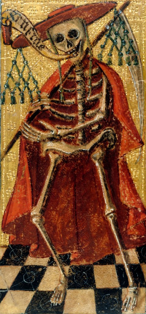 Detail of Death wearing a cardinal's hat and matellata. Italy, 16th century by Antonio Cicognara