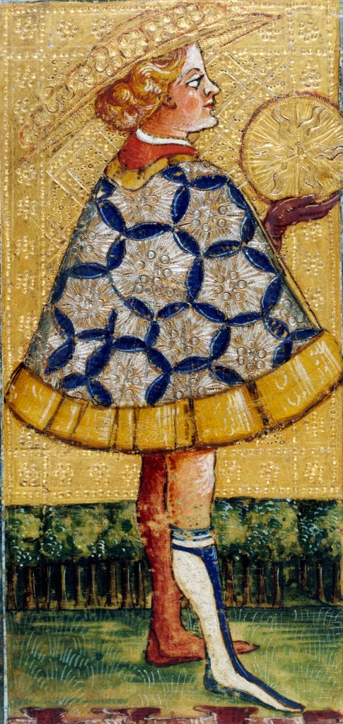 Detail of Page of Pentacles by Antonio Cicognara