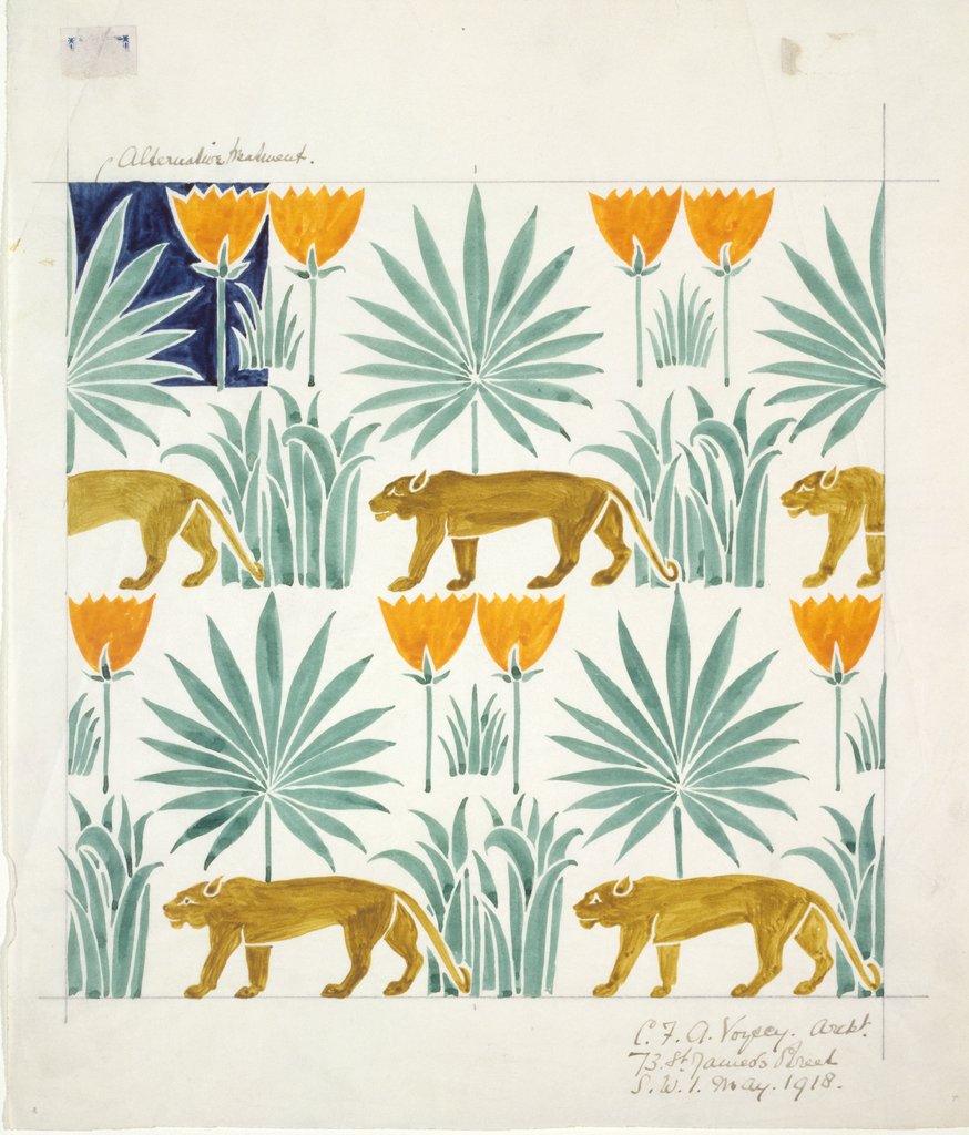 Detail of Textile design by Charles Francis Annesley Voysey
