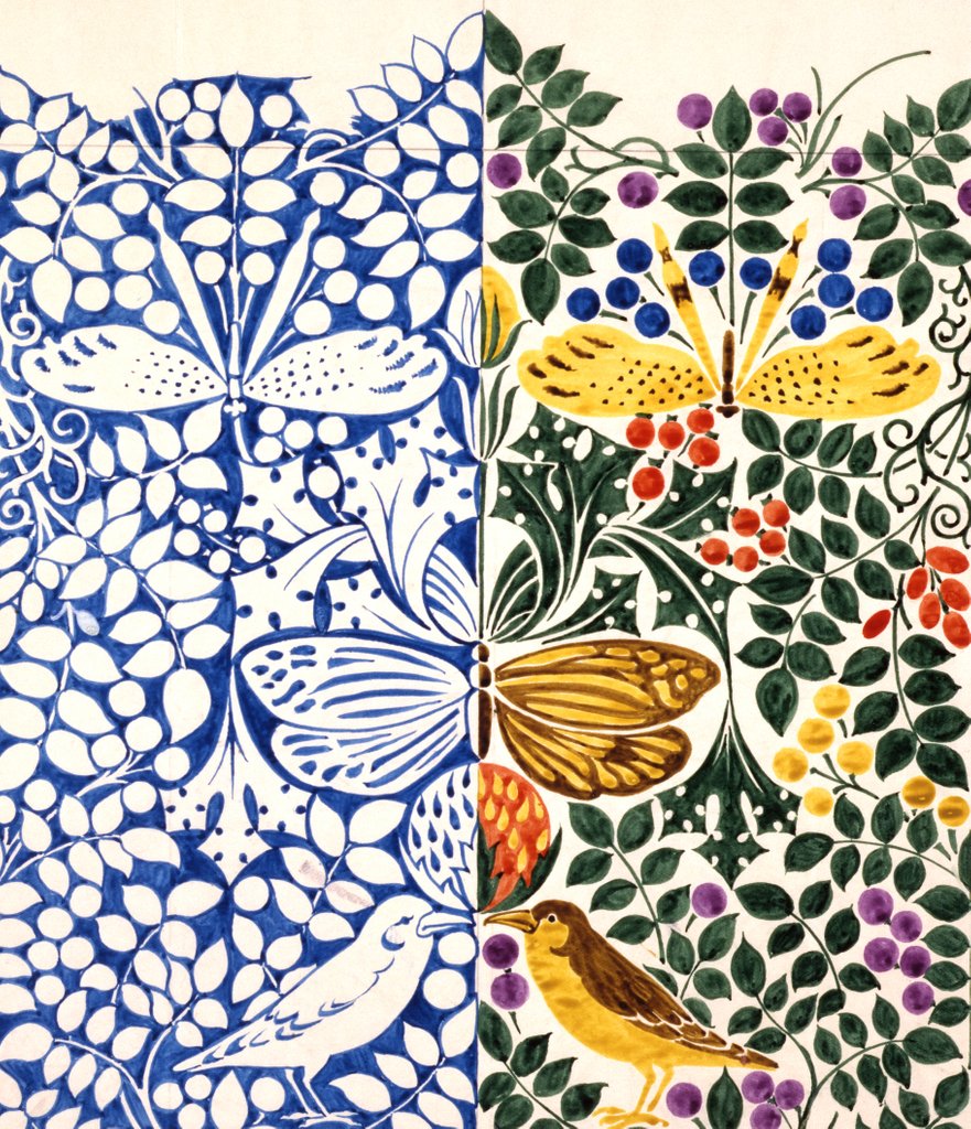 Detail of Butterflies and birds design by Charles Francis Annesley Voysey