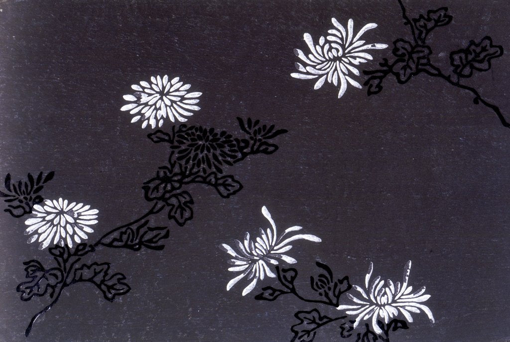 Detail of Chrysanthemums paper by Unknown