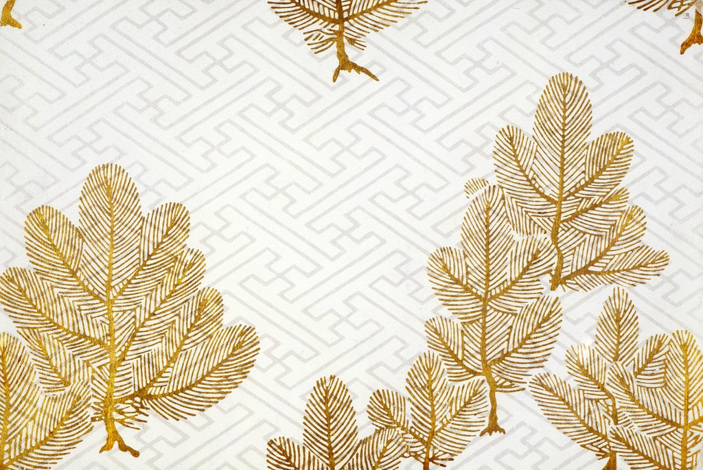 Detail of Gold fir trees paper by Unknown