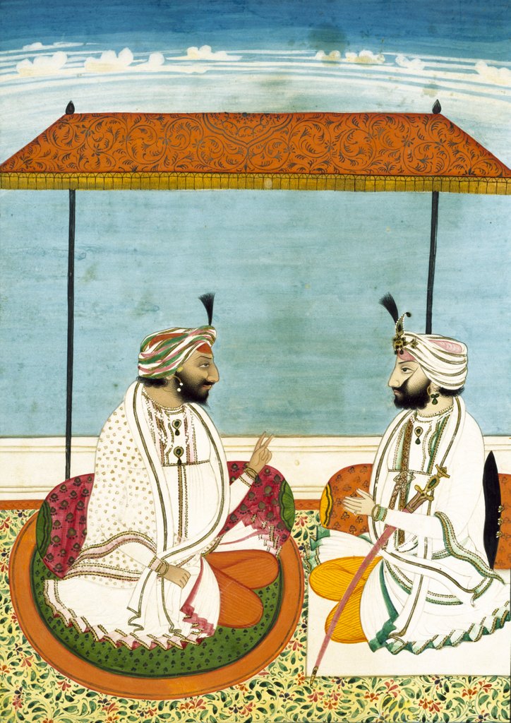 Detail of Two Sikh noblemen in conversation. Punjab, India, mid-19th century by Unknown