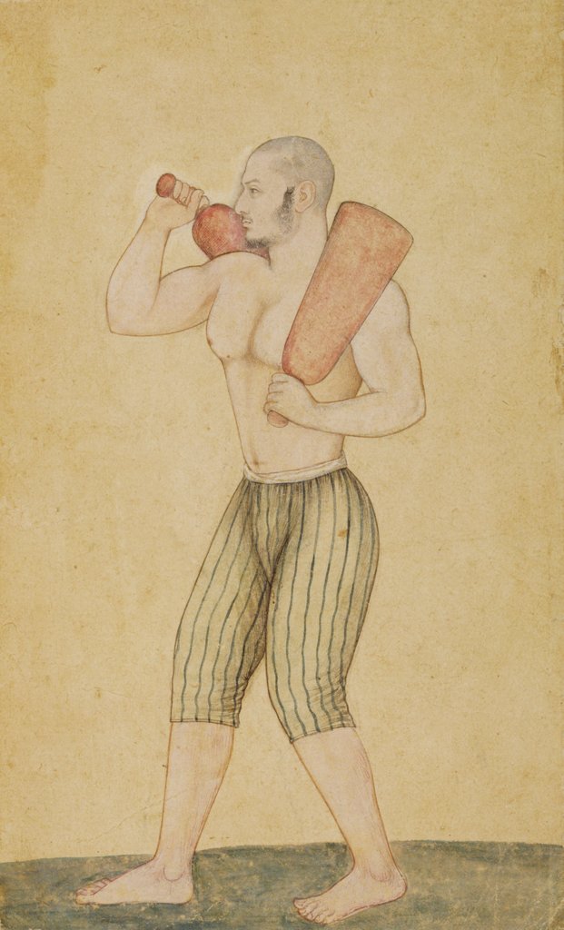 Detail of Wrestler with Indian clubs by Hunhar