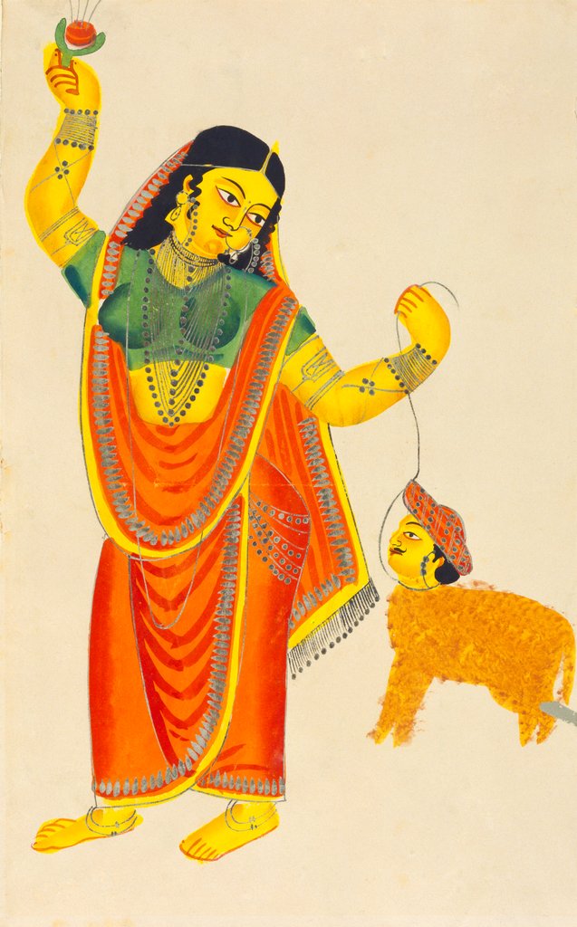 Detail of Girl leading man with sheep's body by Unknown