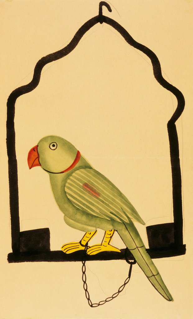 Detail of The Pet Parrot. Calcutta, India, 1920 by Kanai Lal Ghosh