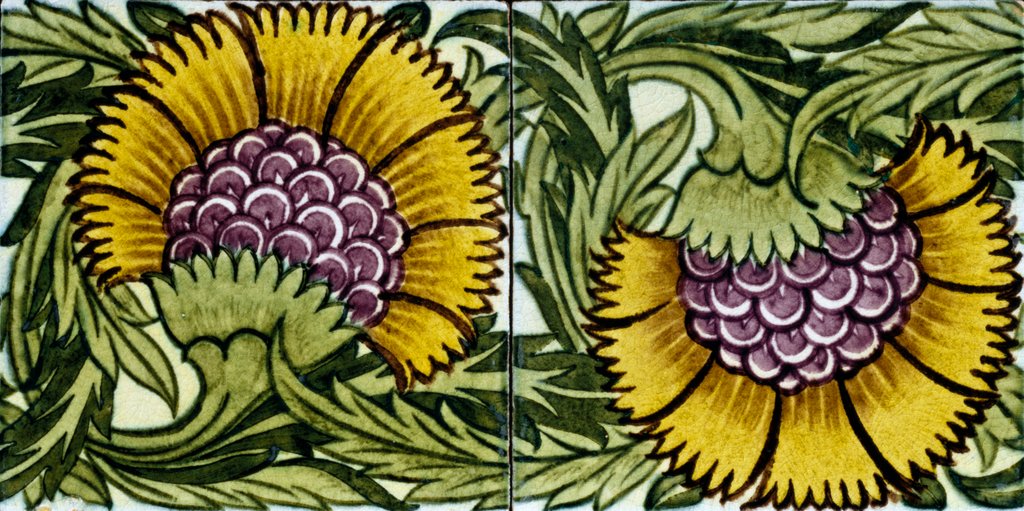 Detail of Sunflowers, tile design by William Frend De Morgan