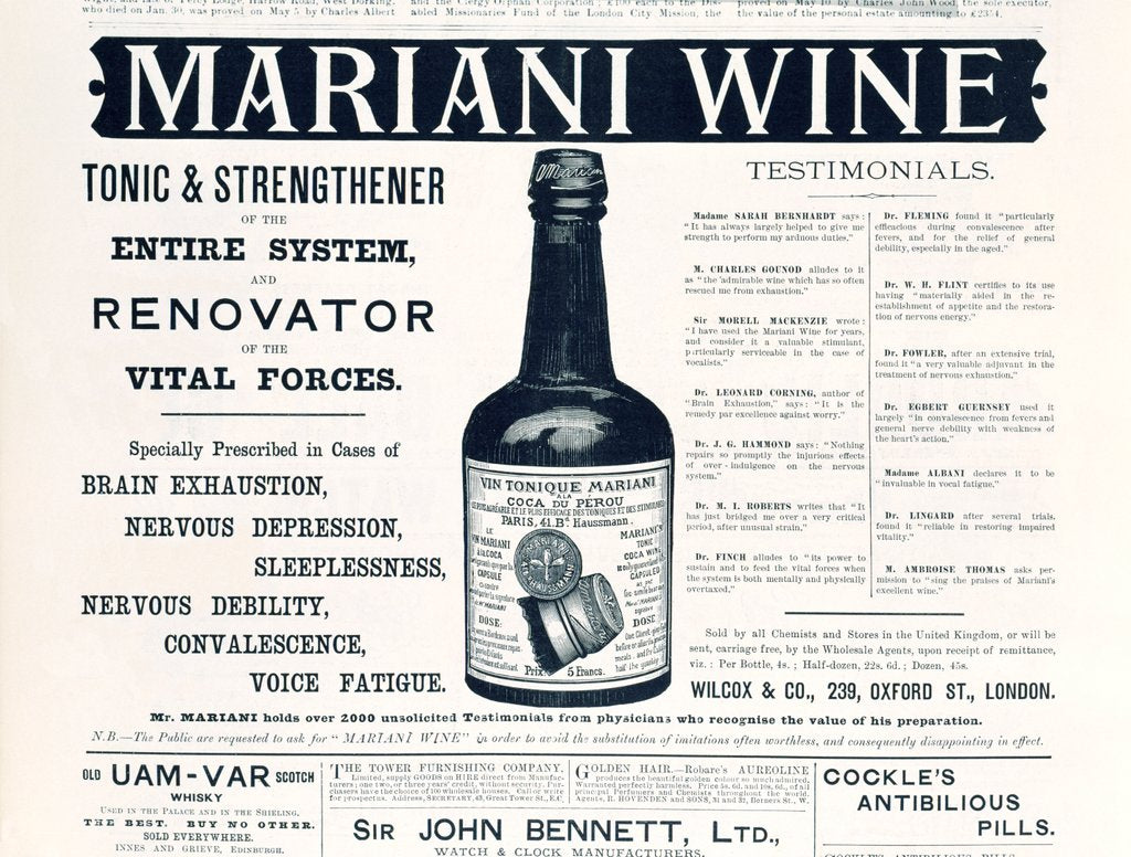 Detail of Advertisement for Mariani Tonic Wine by Anonymous