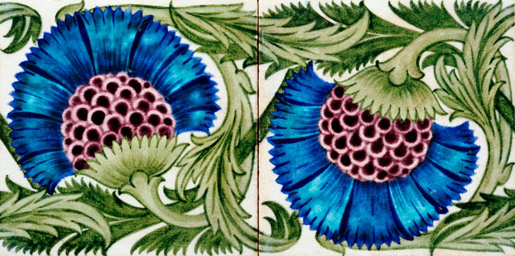 Detail of Cornflowers, tile design by Fred Passenger