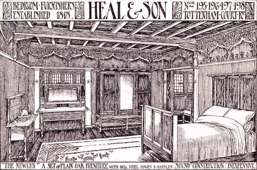 Detail of The Newlyn Set of Bedroom Furniture by Gleeson White