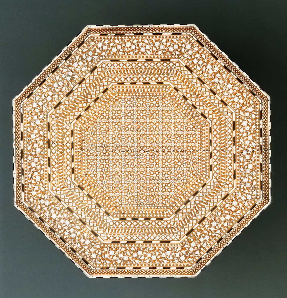 Detail of Small table, octagonal top with eight legs. India, 1881 by Unknown