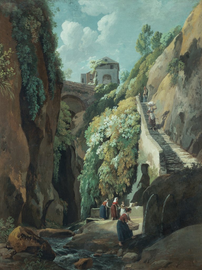 Detail of View in the Island of Capri, with Women washing Clothes by Ramsey Richard Reinagle