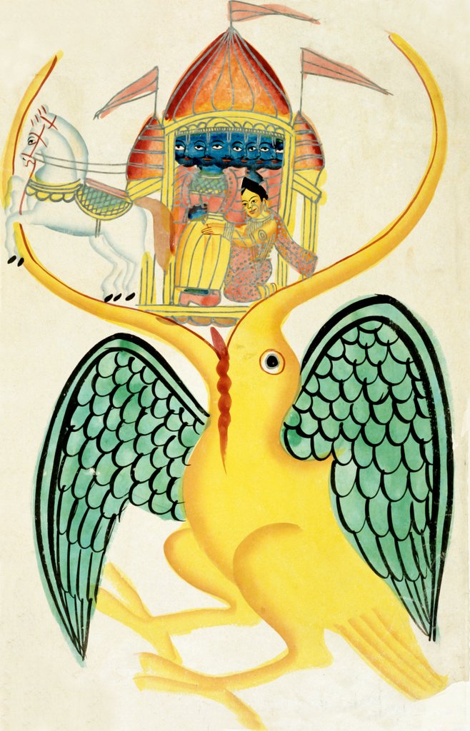 Detail of Ravana and Sita in the Beak of Jatay. Calcutta, India, late 19th century by Unknown