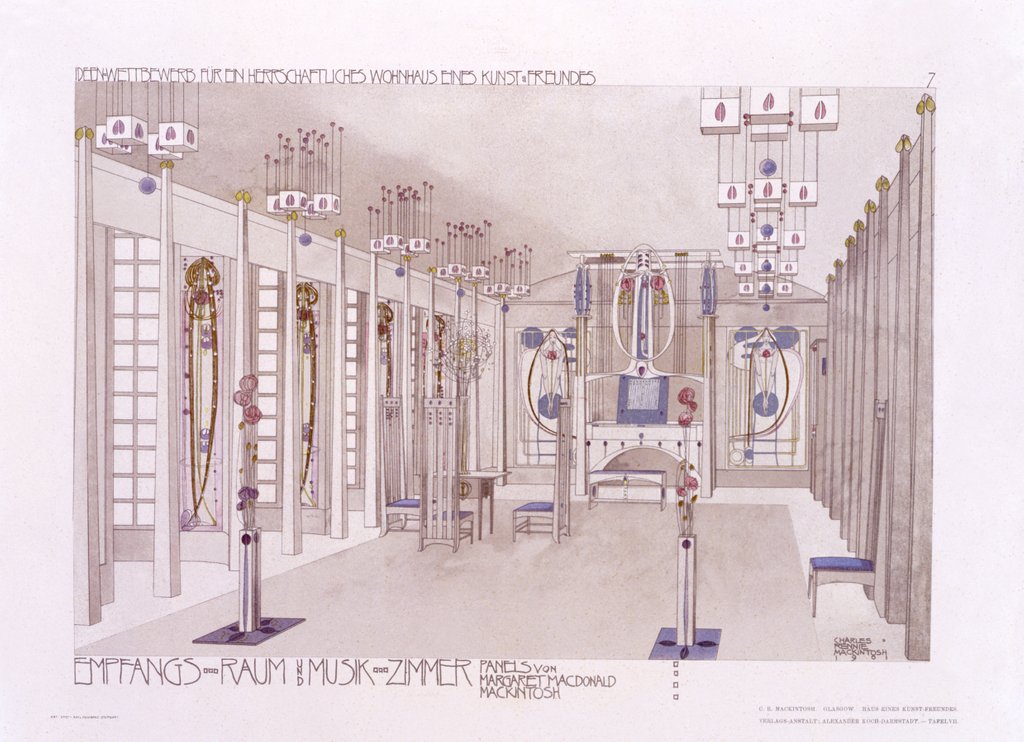 Detail of Design for the music room by Charles Rennie Mackintosh