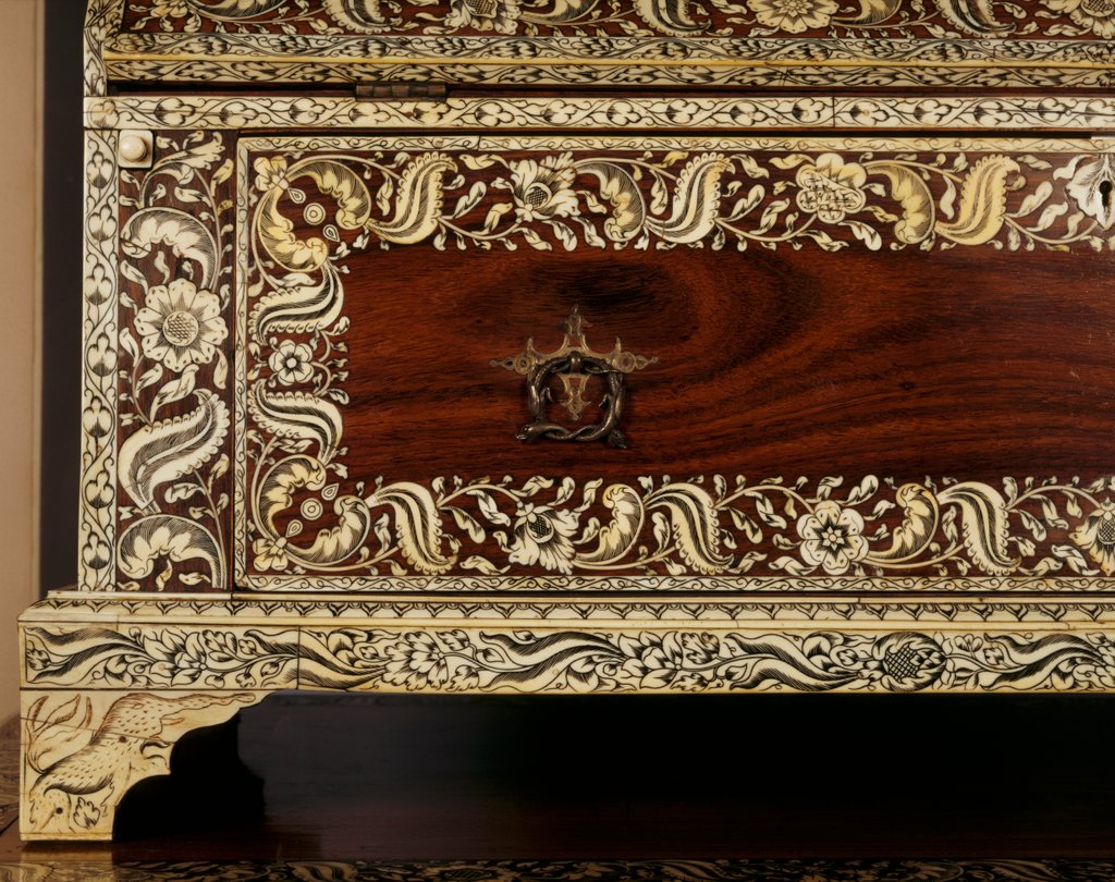 Detail of Miniature bureau cabinet and stand. India, mid 18th century by Unknown