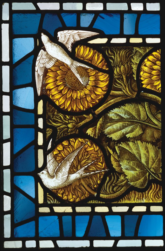 Detail of Stained glass panel by Carl Almquist