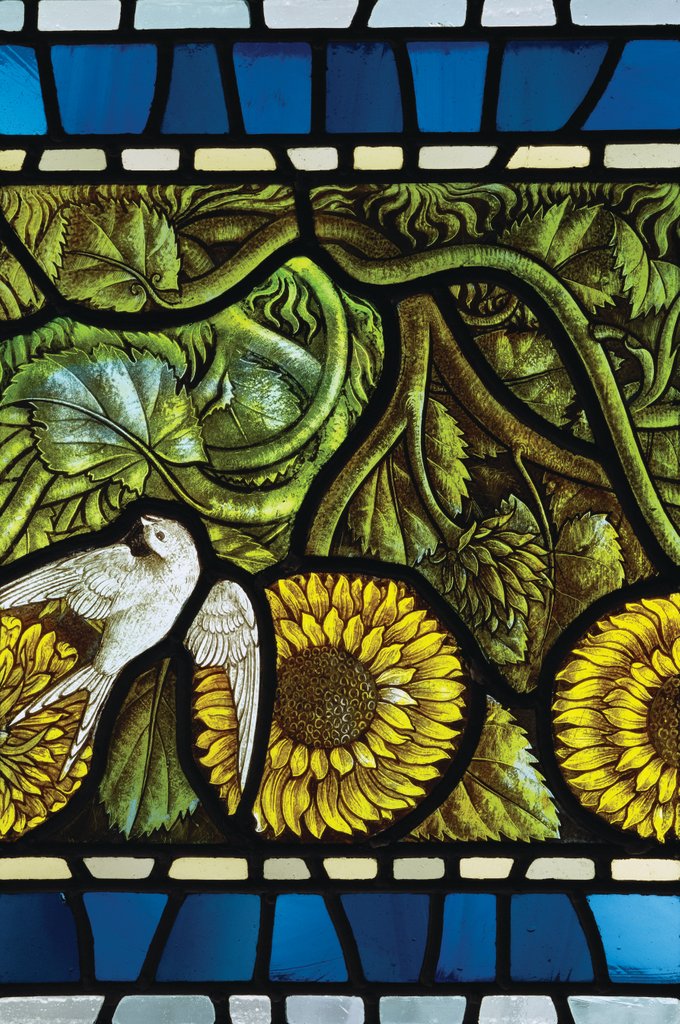 Detail of Stained glass panel by Carl Almquist
