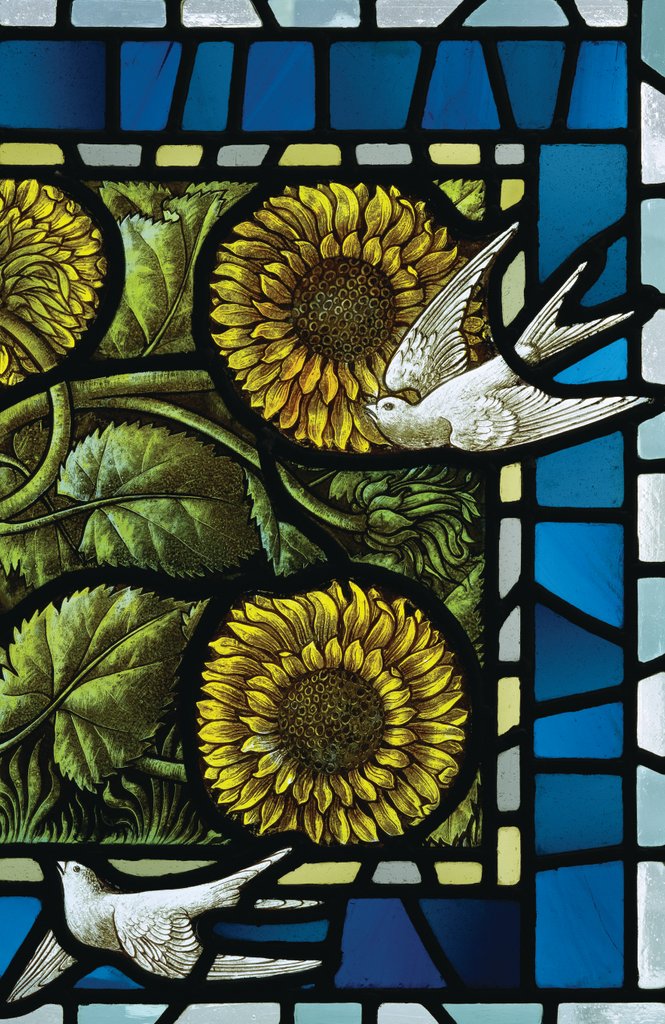Detail of Stained glass panel by Carl Almquist
