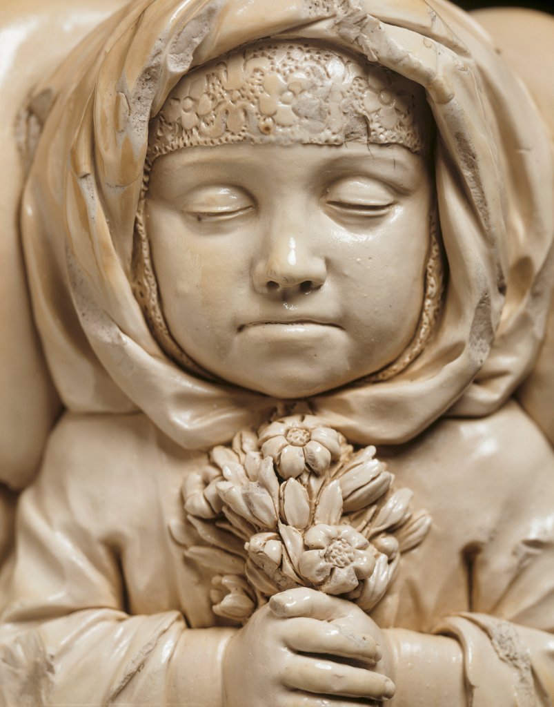 Detail of Figure of a young girl dead. London, England, 1673 by Unknown