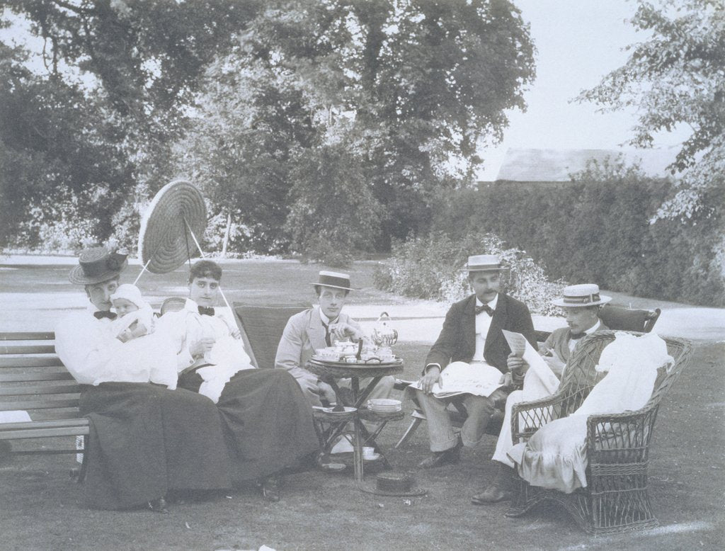 Detail of An English family taking tea on the Lawn by Unknown