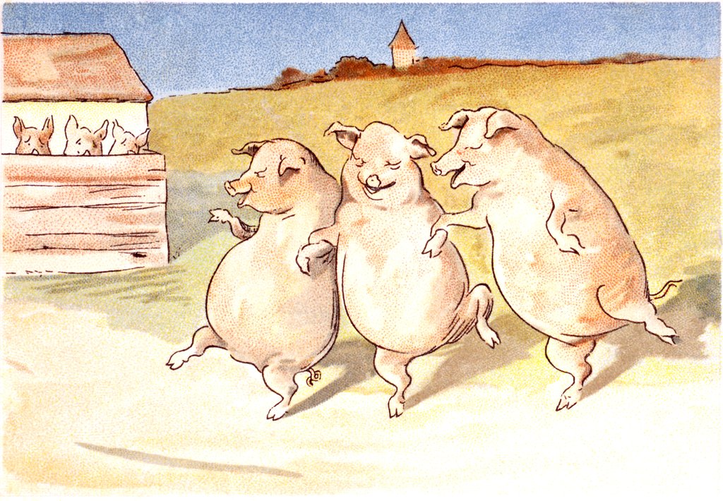 Detail of Three Little Pigs Dancing by Anonymous