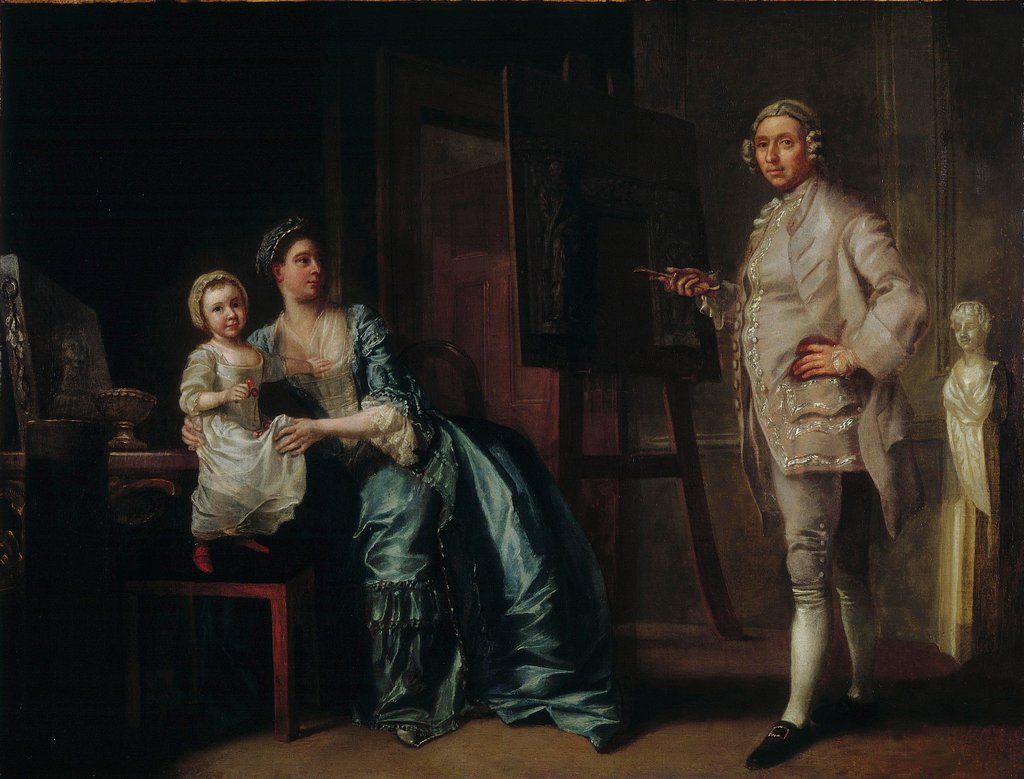 Detail of Joseph Wilton with his wife and daughter by Francis Hayman
