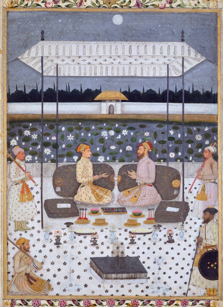 Detail of Princes Seated Next to a River in the Moonlight. Murshidabad, India, 18th century by Unknown