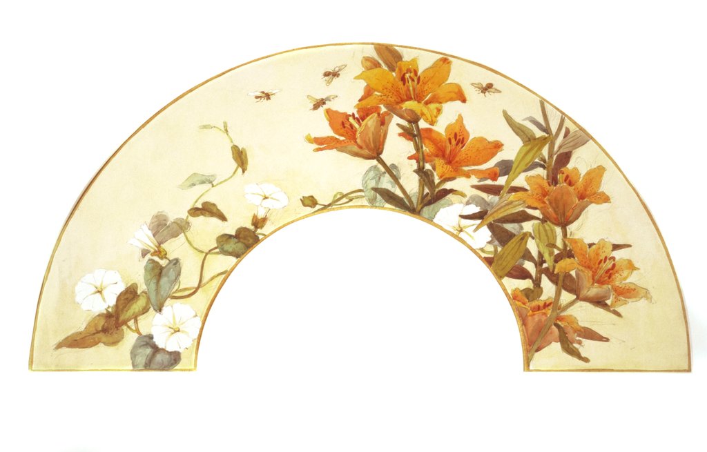 Detail of Floral fan design by Charlotte Home Spiers