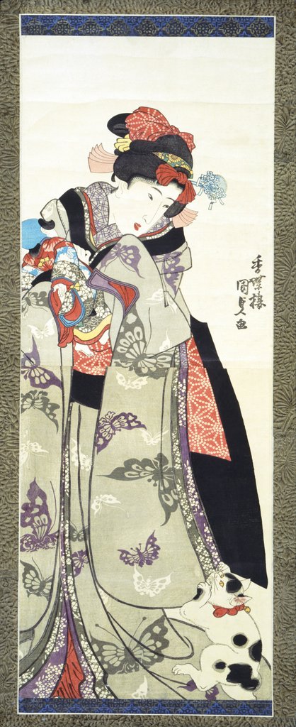 Detail of Girl Playing with Doll and a Cat by Unknown