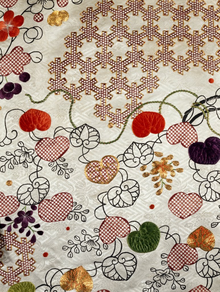 Detail of Hollyhocks and Snowflakes. Japan, late 19th century by Unknown