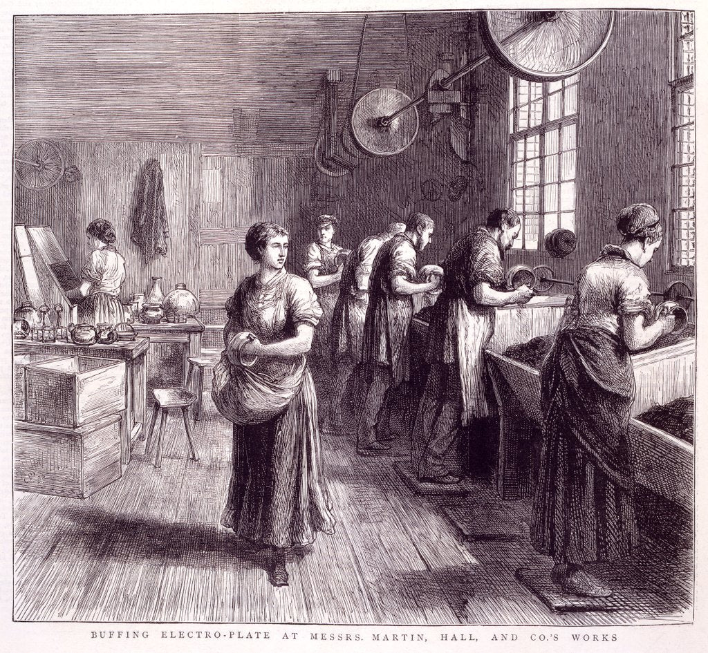 Detail of Buffing Electroplate at Messrs Martin, Hall and Co's works by Anonymous