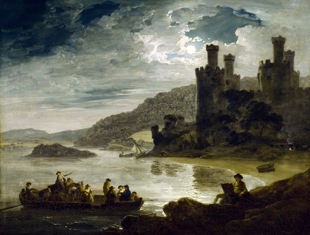 Detail of Conway Castle at Night by Julius Caesar Ibbetson(the elder)