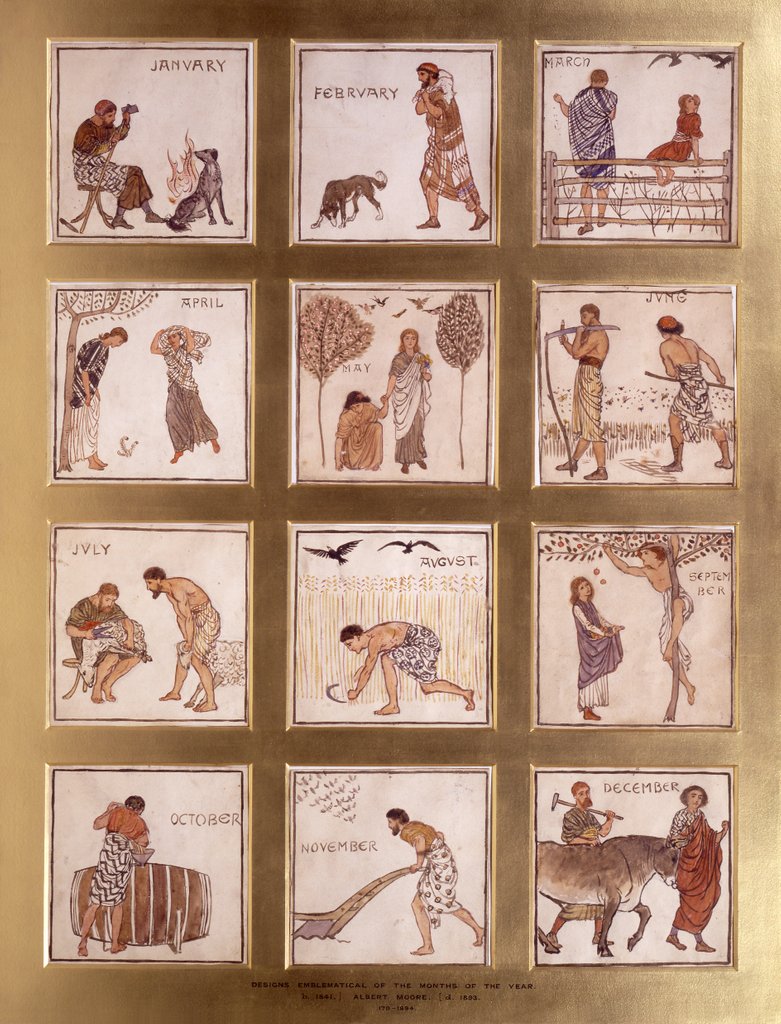 Detail of Emblematic designs for months of the year by Albert Joseph Moore