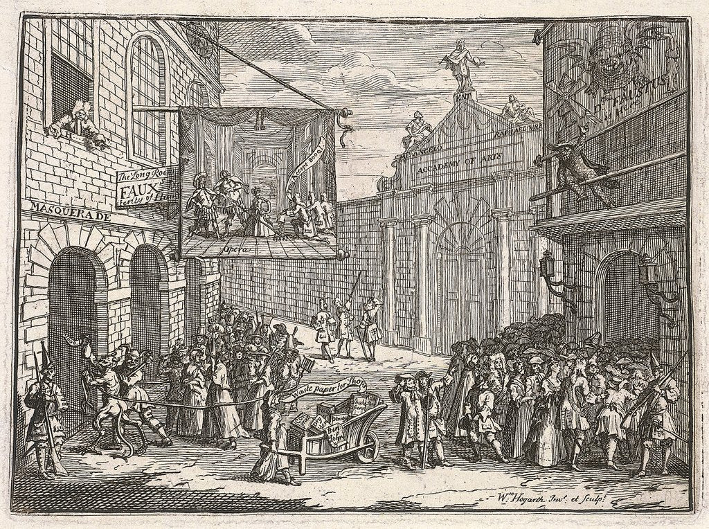 Detail of Masquerades & Operas - The Bad Taste of The Town by William Hogarth