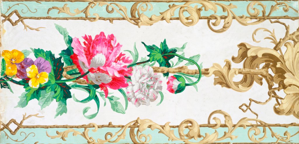Detail of Poppy decoration wallpaper by Anonymous