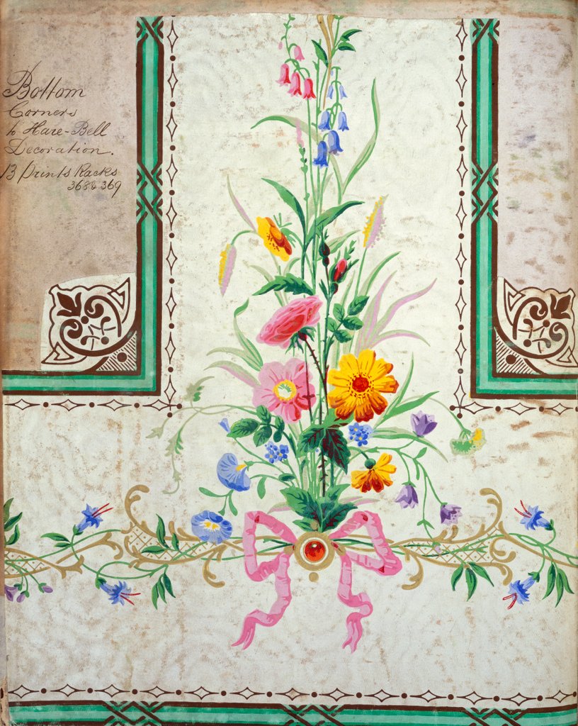 Detail of Harebell decoration wallpaper by Anonymous