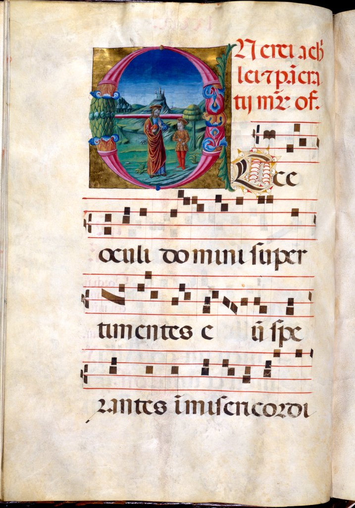Detail of Illuminated letter O. Spain, 13th-15th century by Anonymous