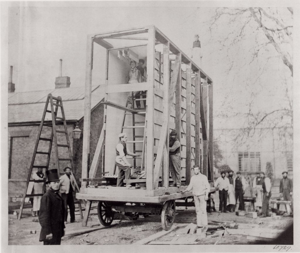 Detail of Royal Engineers making the crate used to transport Raphael Cartoons from Hampton Court by Charles Thurston Thompson