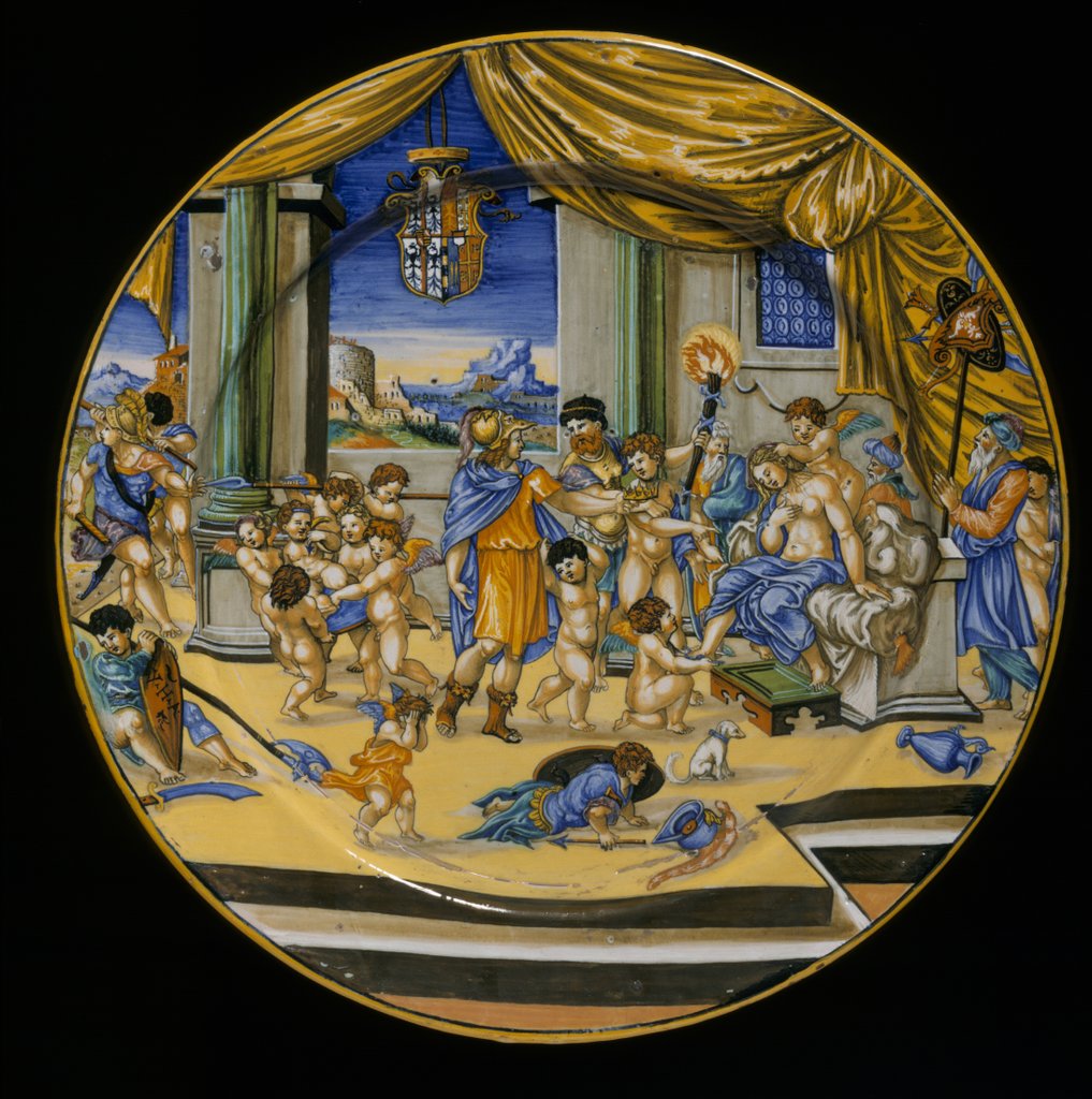 Detail of Maiolica dish by Francesco Xanto Avelli