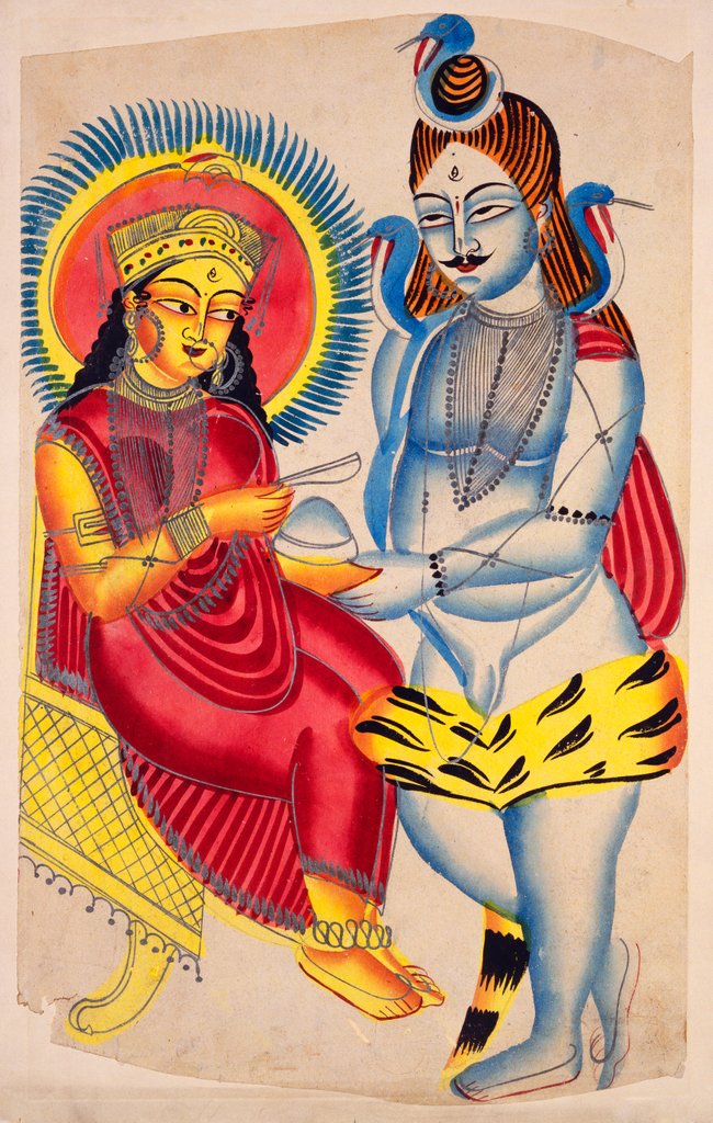 Detail of Annapuna seated, giving rice to Shiva by Unknown
