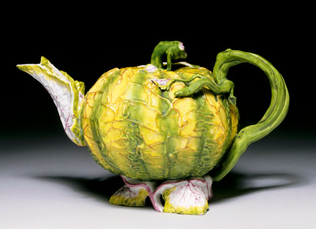 Detail of Teapot by Longton Hall Porcelain Factory