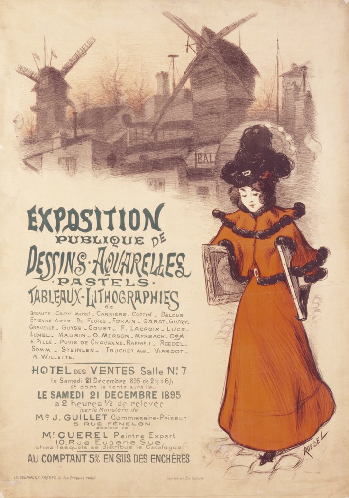 Detail of Exhibition publique de Dessins aquarelles, pastels, tableaux, lithographies by Alfred Roedel