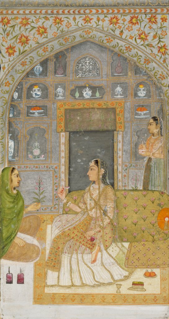 Detail of A lady in a pavilion at night by Unknown