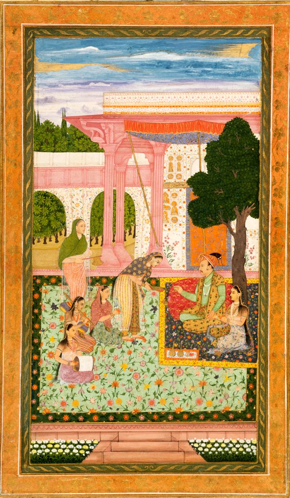 Detail of Jahangir with consort and female attendants by Unknown