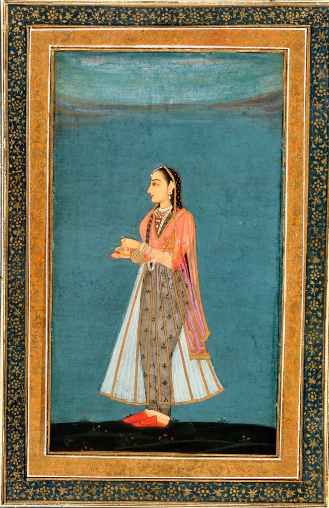 Detail of A lady with a wine flask and cup by Unknown